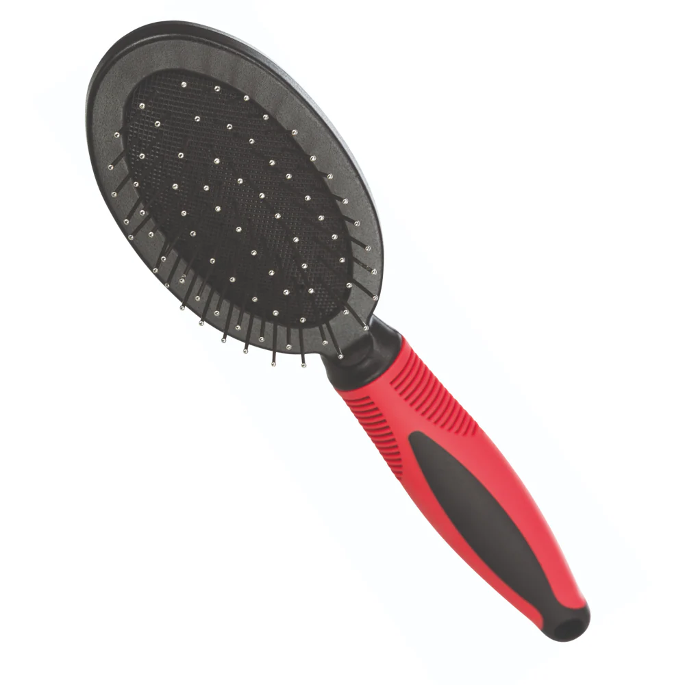 Trixie Double Sided Pin and Bristle Brush for Dogs (Black/Red) - Image 2