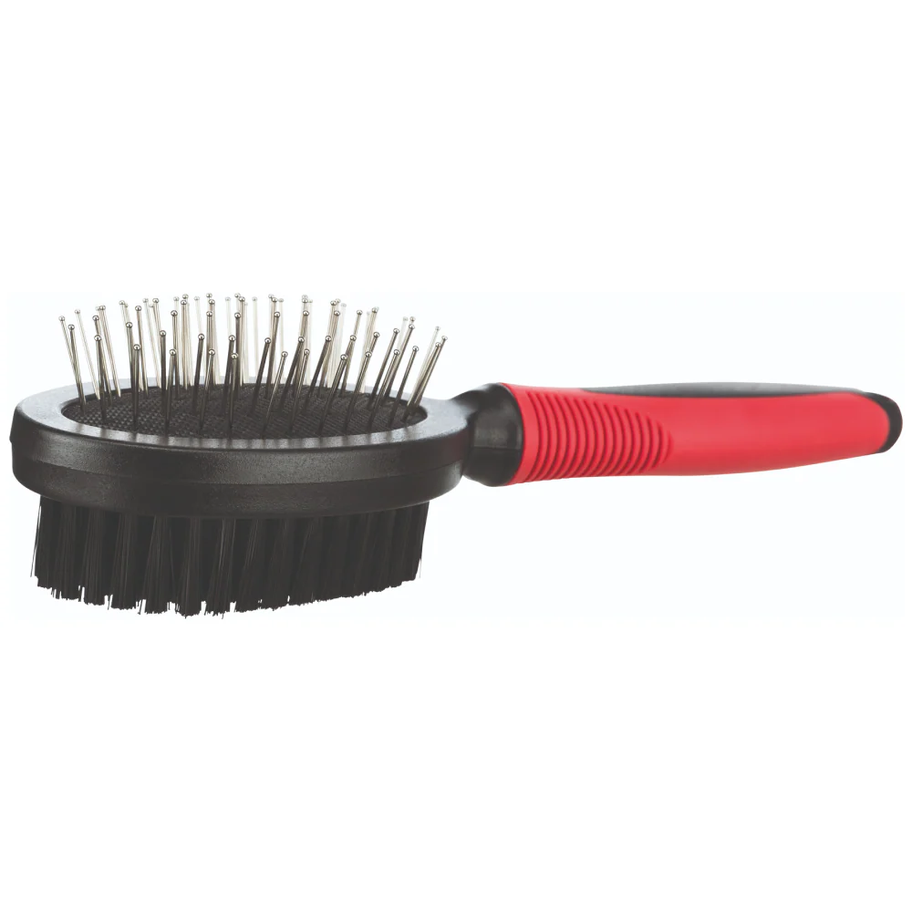 Trixie Double Sided Pin and Bristle Brush for Dogs (Black/Red) - Image 3