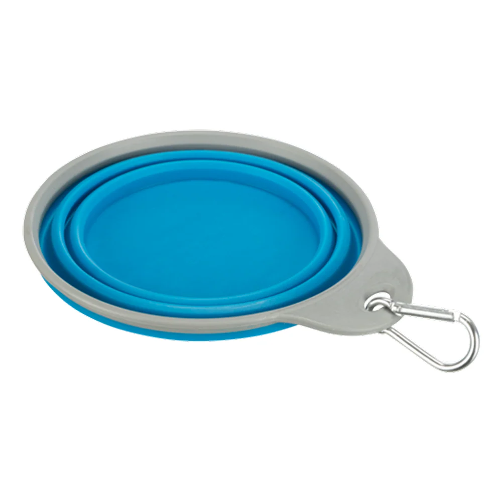 Trixie Foldable Silicon Travel Bowl for Dogs and Cats (Blue/Gray) - Image 2