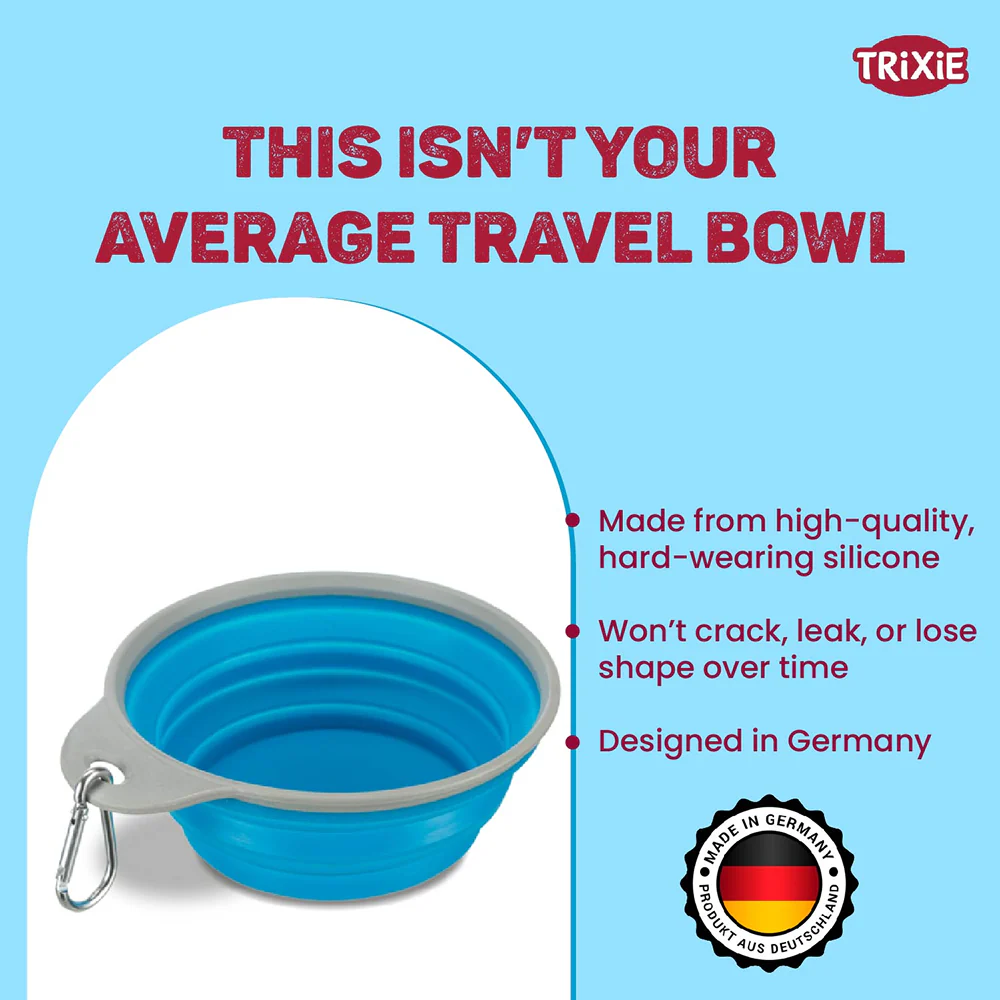 Trixie Foldable Silicon Travel Bowl for Dogs and Cats (Blue/Gray) - Image 5