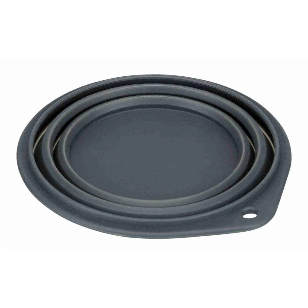 Trixie Foldable Travel Silicon Bowl for Dogs and Cats (Grey) - Image 2