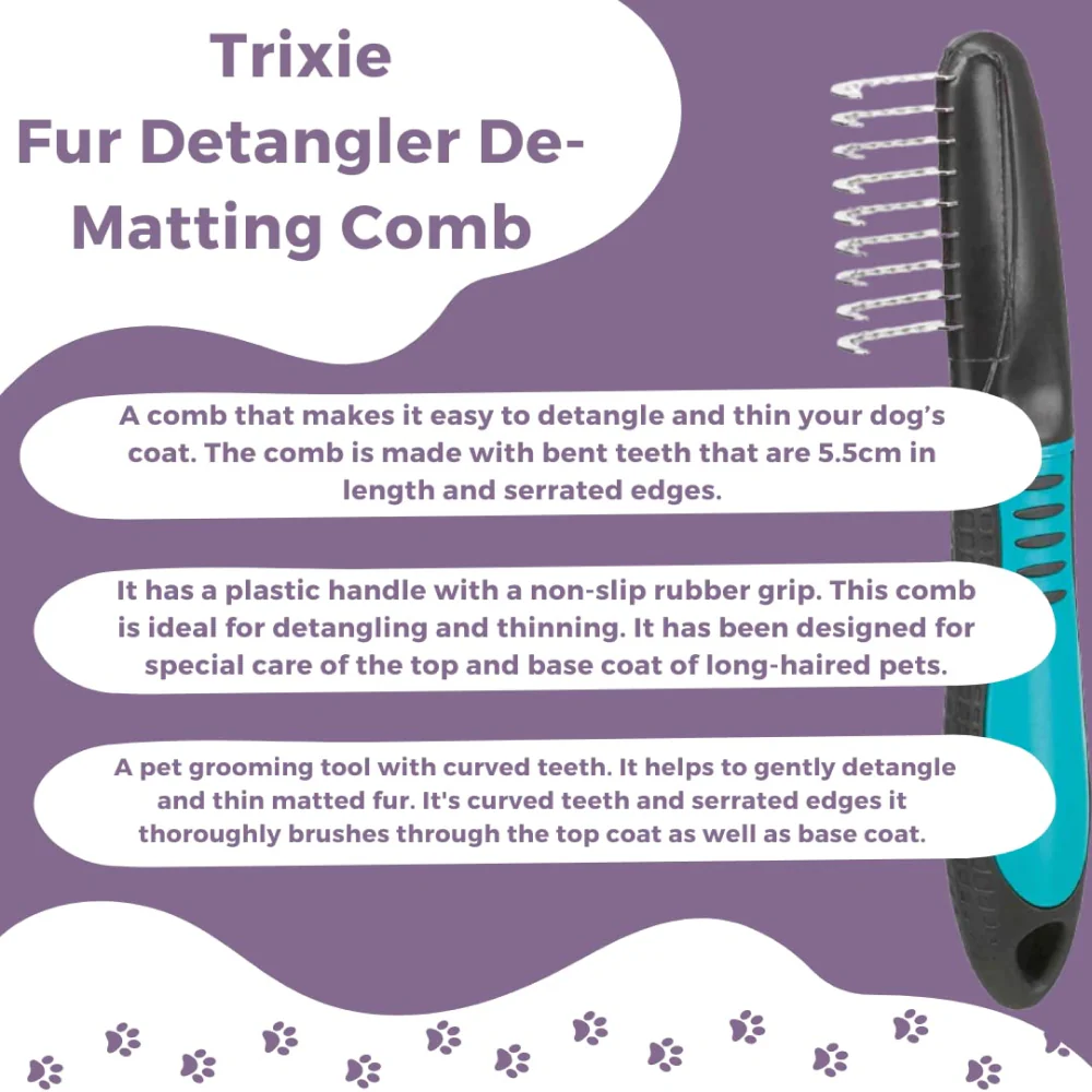 Trixie Fur Detangler With Curved Teeth Brush for Dogs and Cats - Image 9