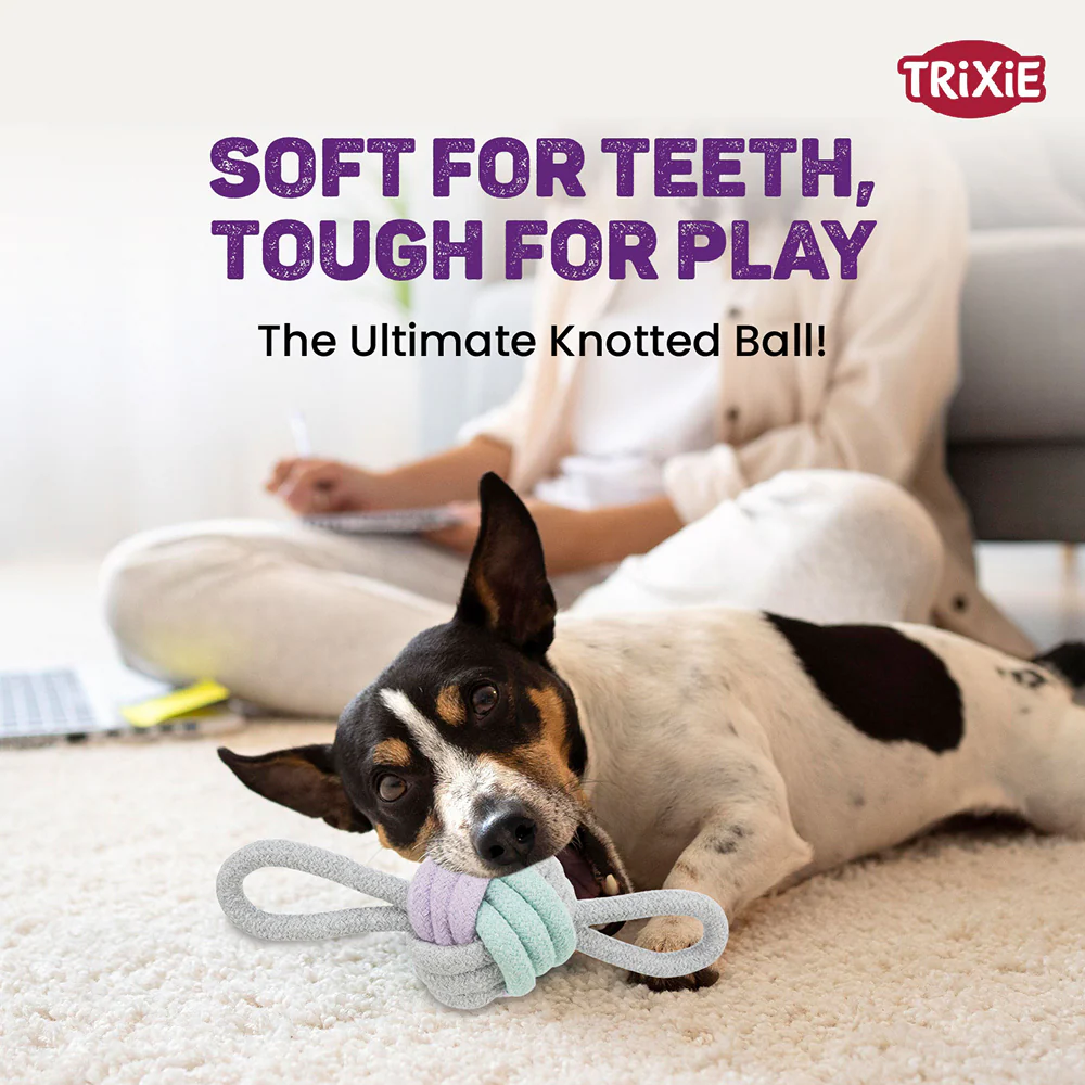 Trixie Junior Knotted Ball Rope Toy with Loops for Dogs - Image 3