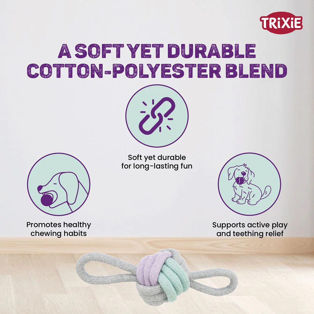 Trixie Junior Knotted Ball Rope Toy with Loops for Dogs - Image 4