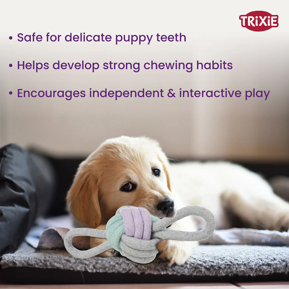 Trixie Junior Knotted Ball Rope Toy with Loops for Dogs - Image 5