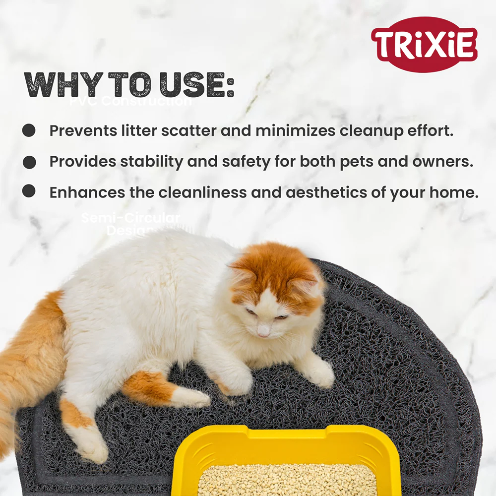 Trixie Litter Semi Circular Tray Mat for Cats (Anthracite) - Image 2