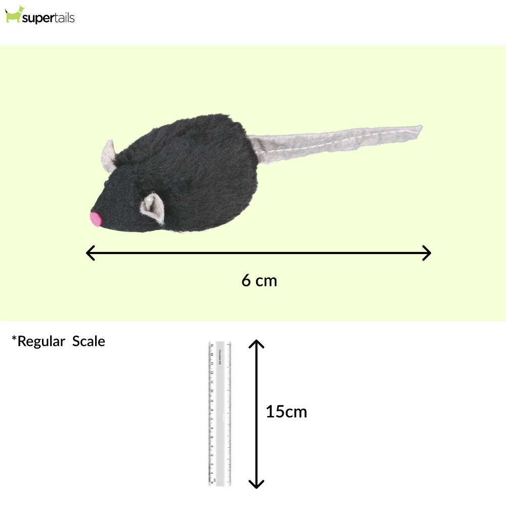Trixie Microchip Mouse Catnip Plush Toy for Cats (Black) - Image 2