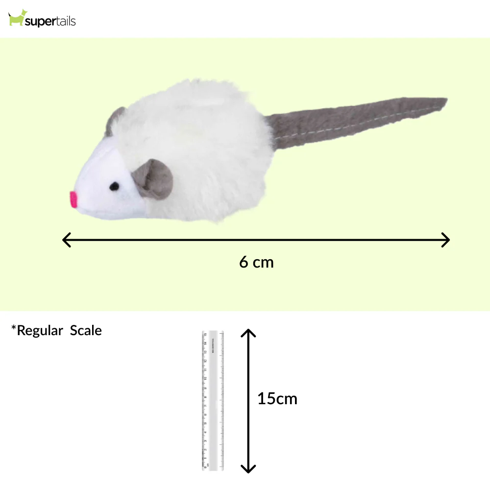 Trixie Microchip Mouse Catnip Plush Toy for Cats (White) - Image 2