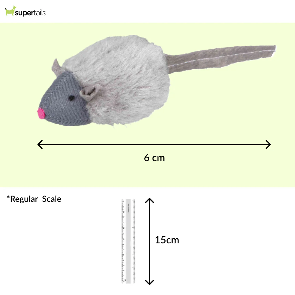 Trixie Microchip Mouse Catnip Plush Toy for Cats (Grey) - Image 2