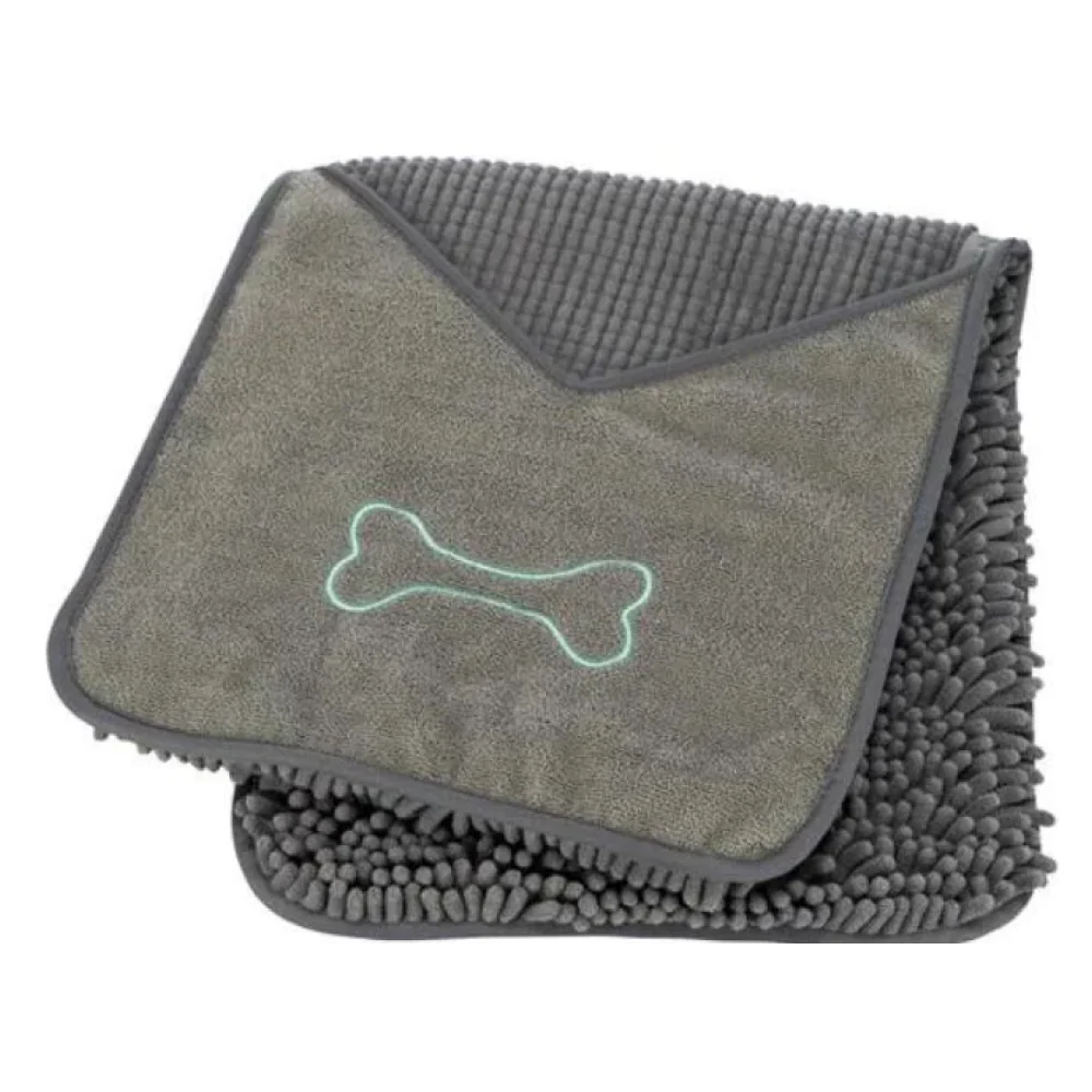 Trixie Towel with Mitt Pockets Microfibre for Dogs and Cats (Grey) - Image 3