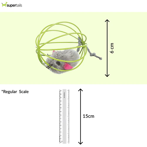 Trixie Mouse in a Wire Ball Toy for Cats (Yellow) - Image 2