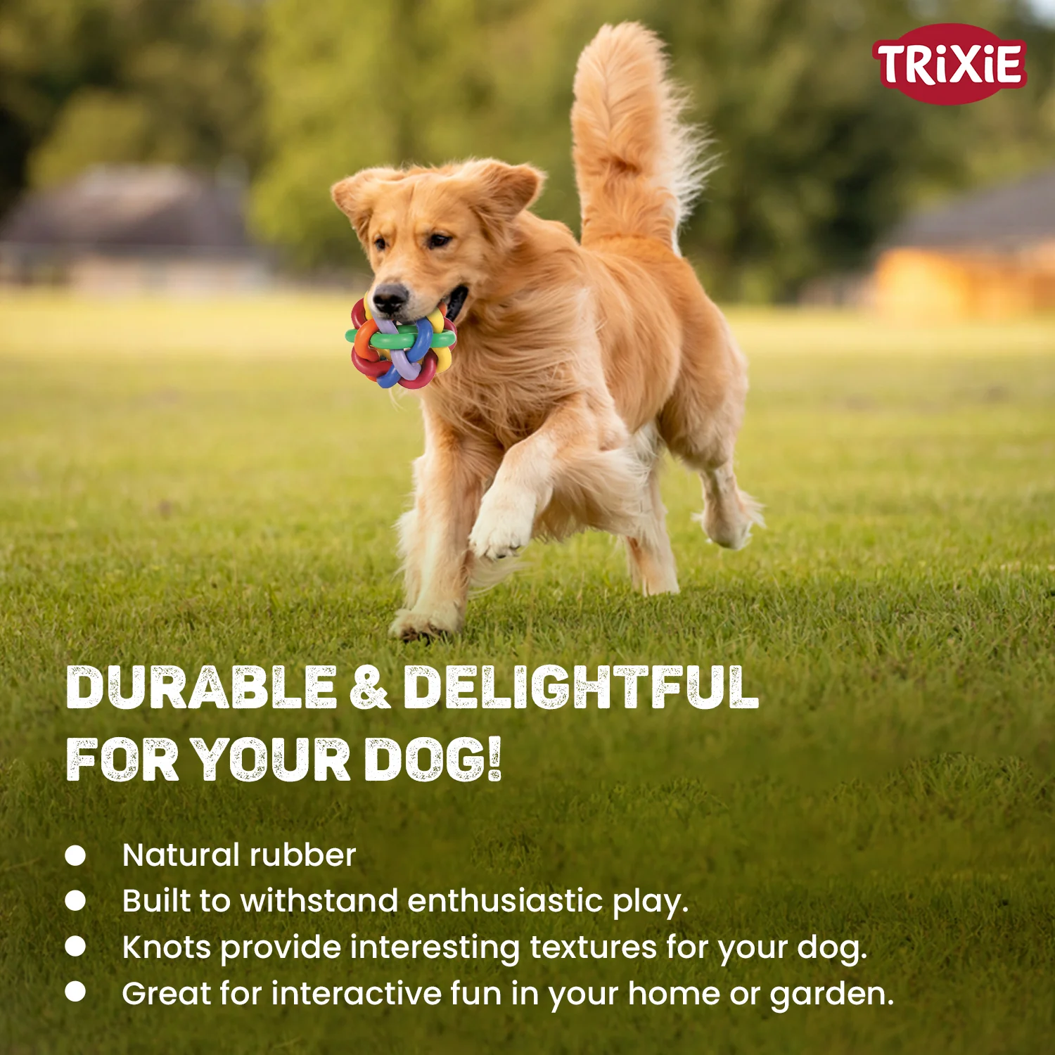 Trixie Natural Rubber Knotted Ball Chew Toy for Dogs - Image 4