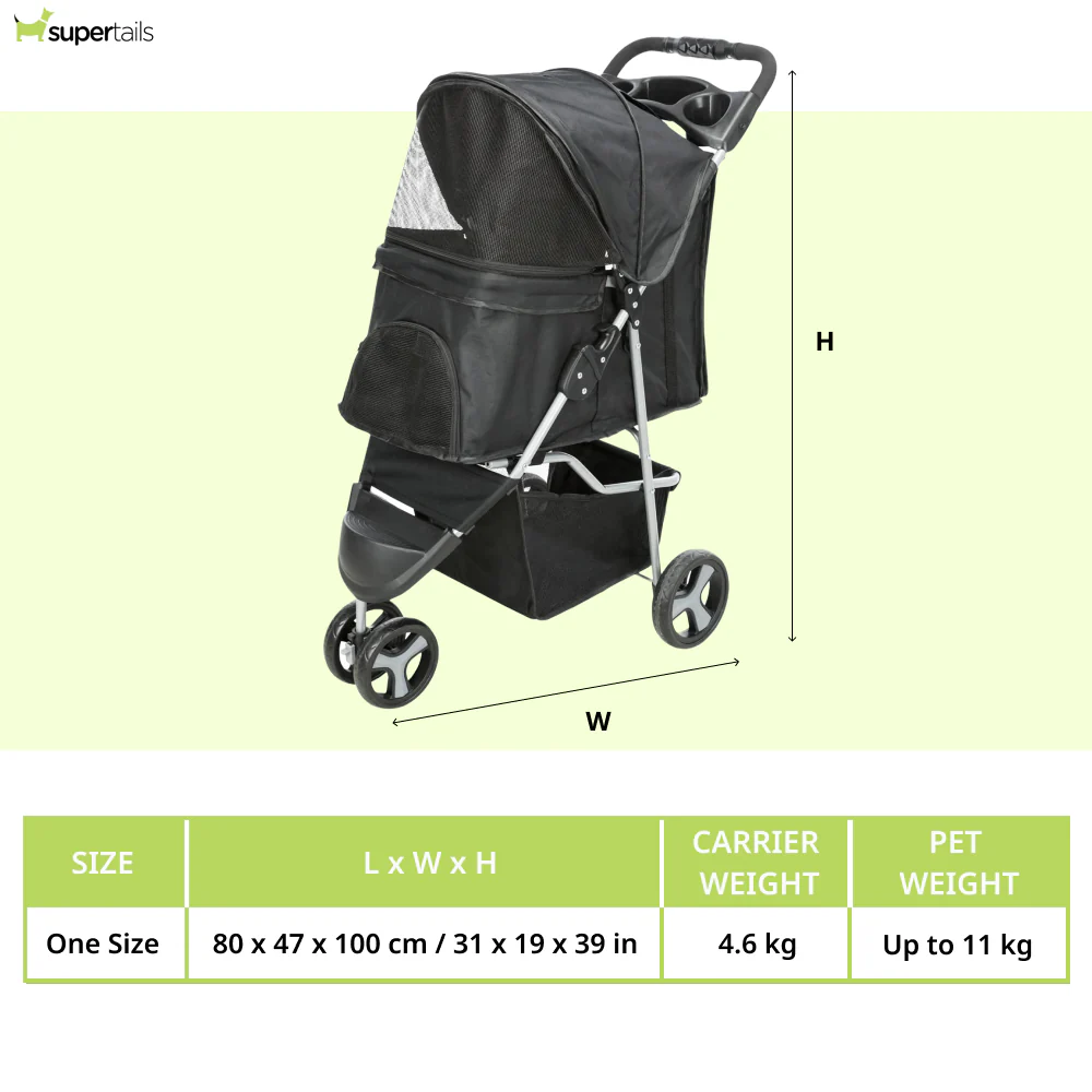 Trixie Nylon Buggy Stroller for Dogs and Cats (Black) - Image 2