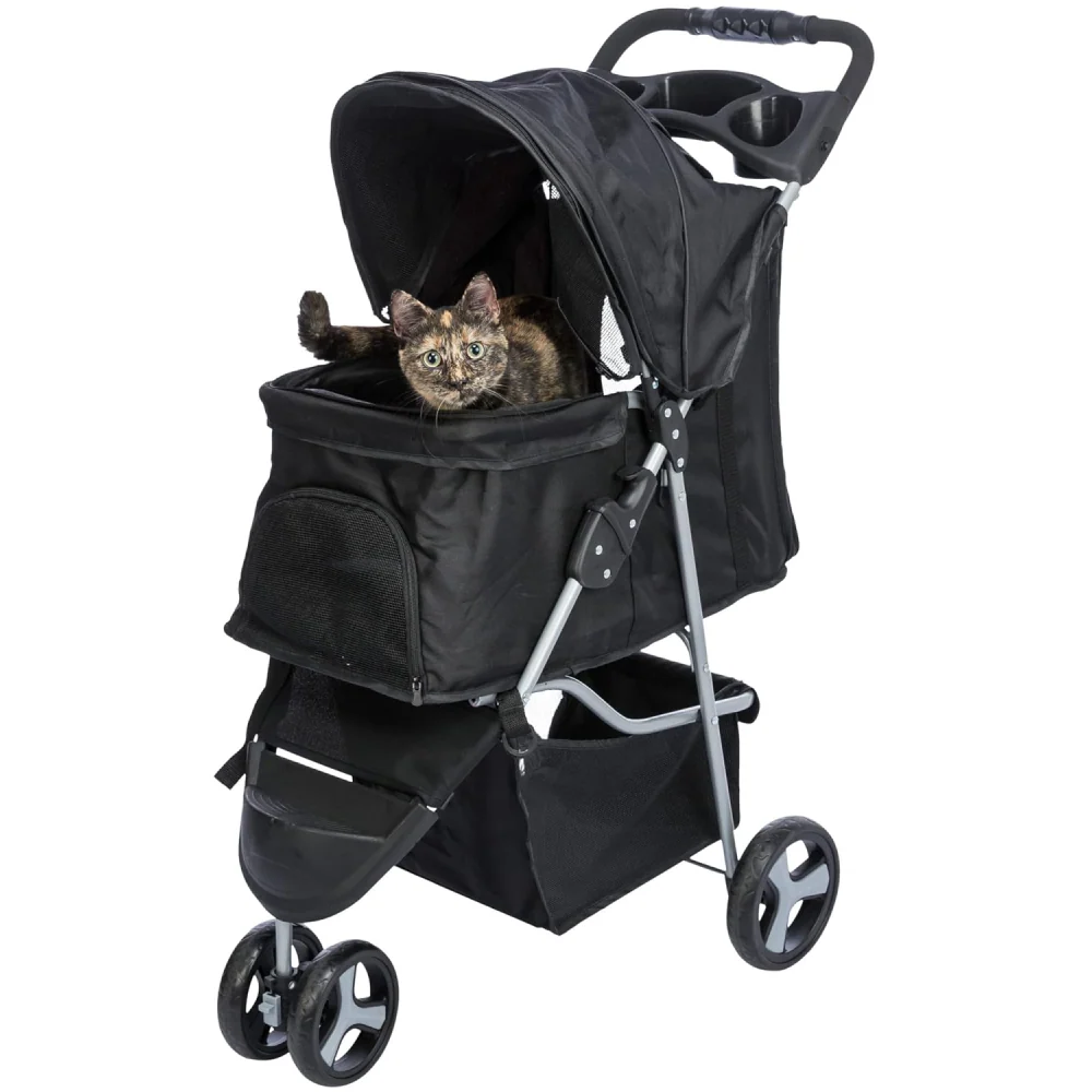 Trixie Nylon Buggy Stroller for Dogs and Cats (Black) - Image 7