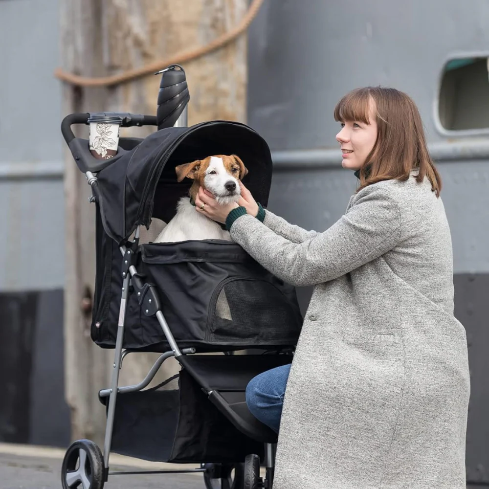 Trixie Nylon Buggy Stroller for Dogs and Cats (Black) - Image 8