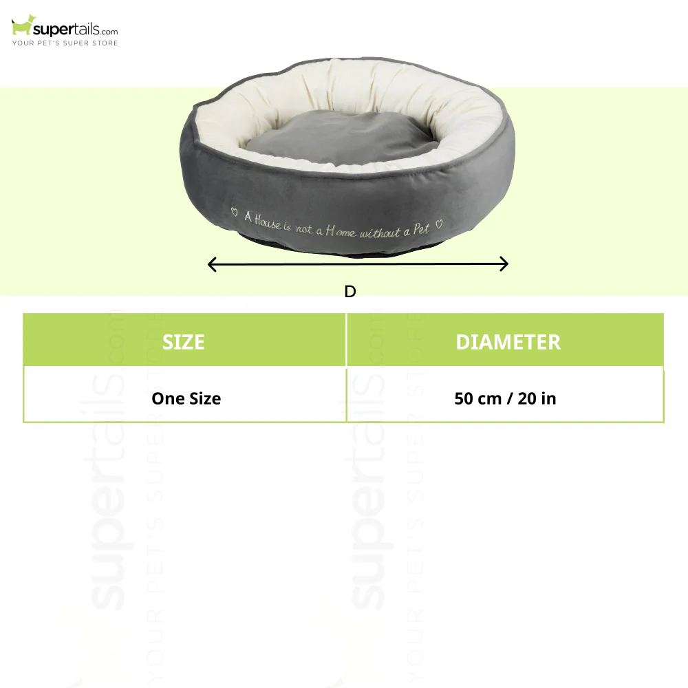Trixie Pet's Home Round Bed for Dogs and Cats (Grey & Cream) - Image 2