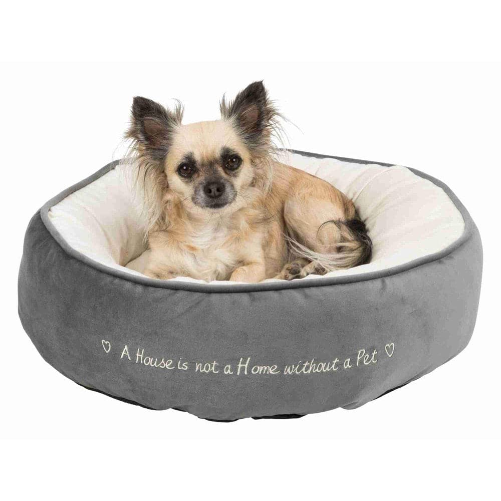 Trixie Pet's Home Round Bed for Dogs and Cats (Grey & Cream) - Image 3