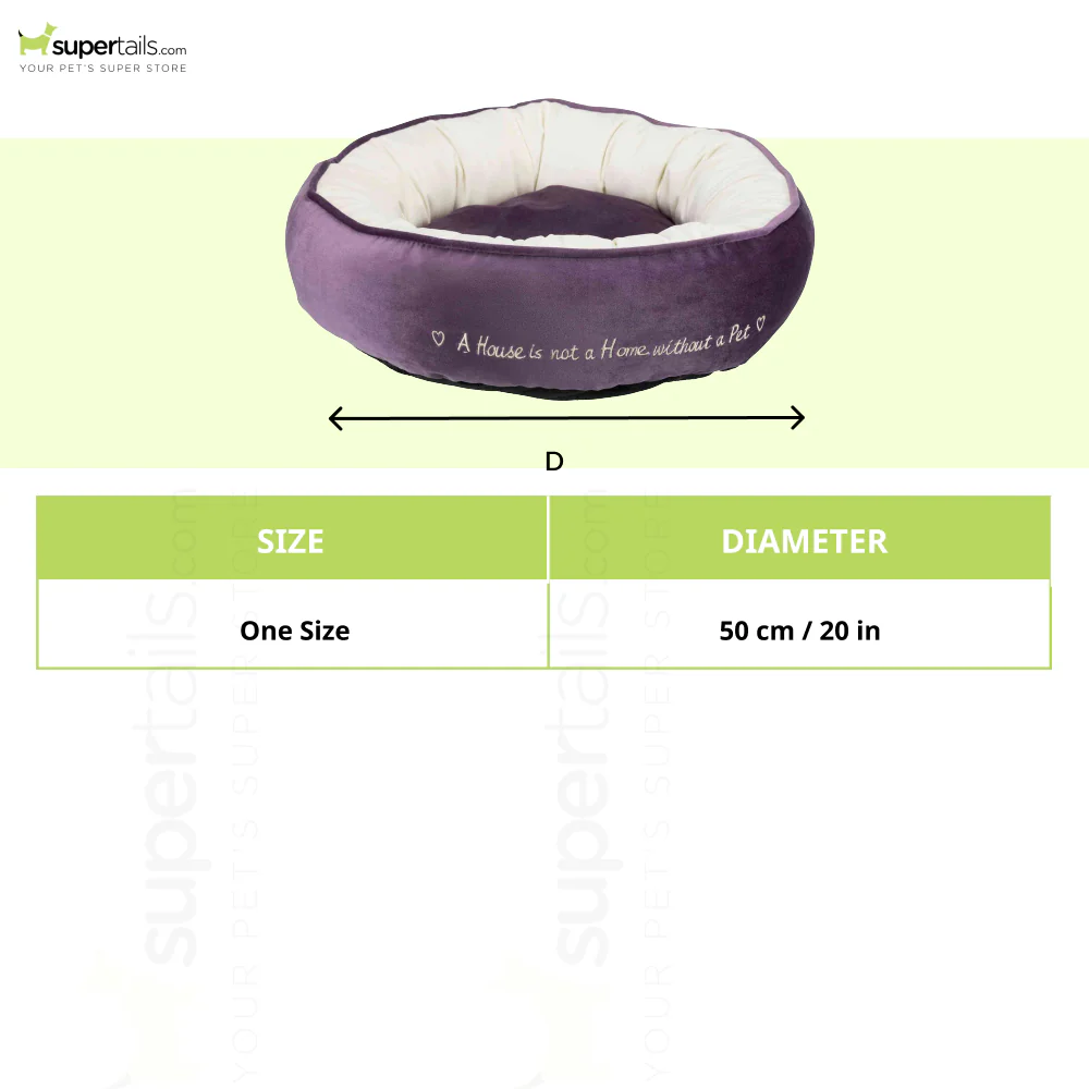 Trixie Pet's Home Round Bed for Dogs and Cats (Purple & Cream) - Image 2
