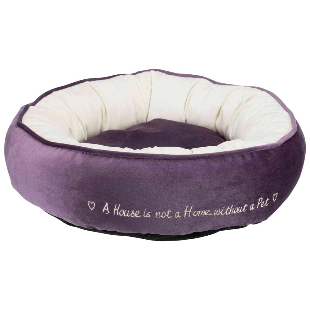 Trixie Pet's Home Round Bed for Dogs and Cats (Purple & Cream) - Image 3