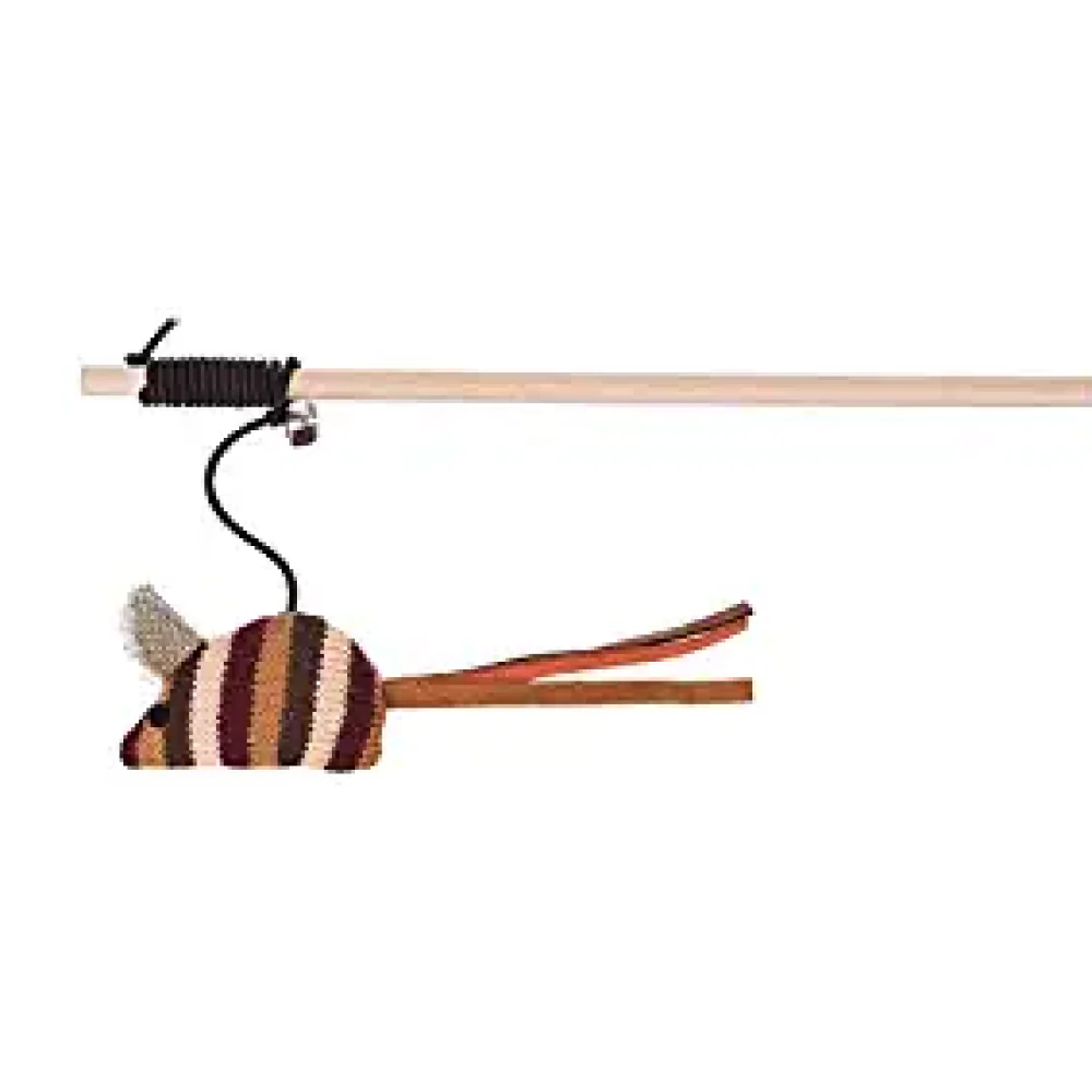 Trixie Playing Rod with Plush Mouse Toy for Cats (Grey) - Image 3