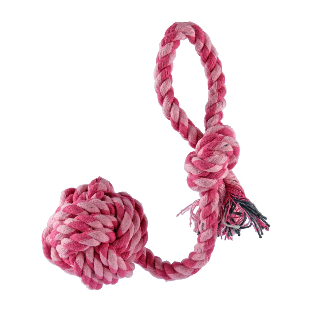 Trixie Playing Rope Loop with Woven in Ball Toy for Dogs (Pink) - Image 3