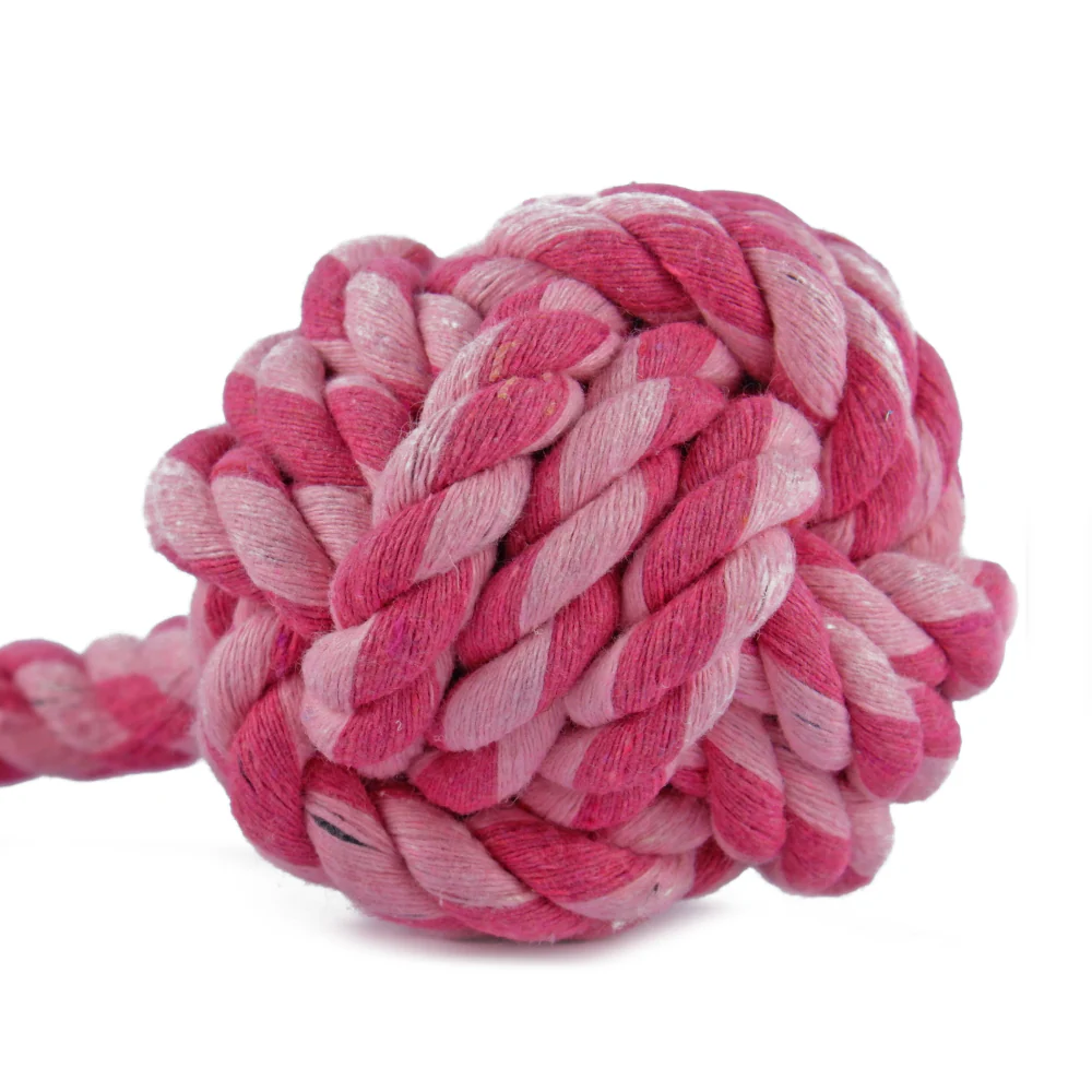 Trixie Playing Rope Loop with Woven in Ball Toy for Dogs (Pink) - Image 4