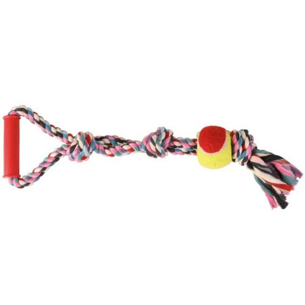 Trixie Playing Rope with Tennis Ball Toy for Dogs (Multicolor) - Image 4