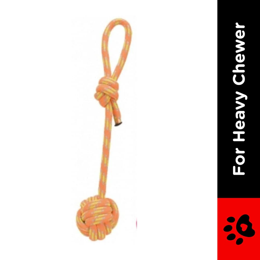 Trixie Playing Rope with Woven in Ball Toy for Dogs (Orange) - Image 2