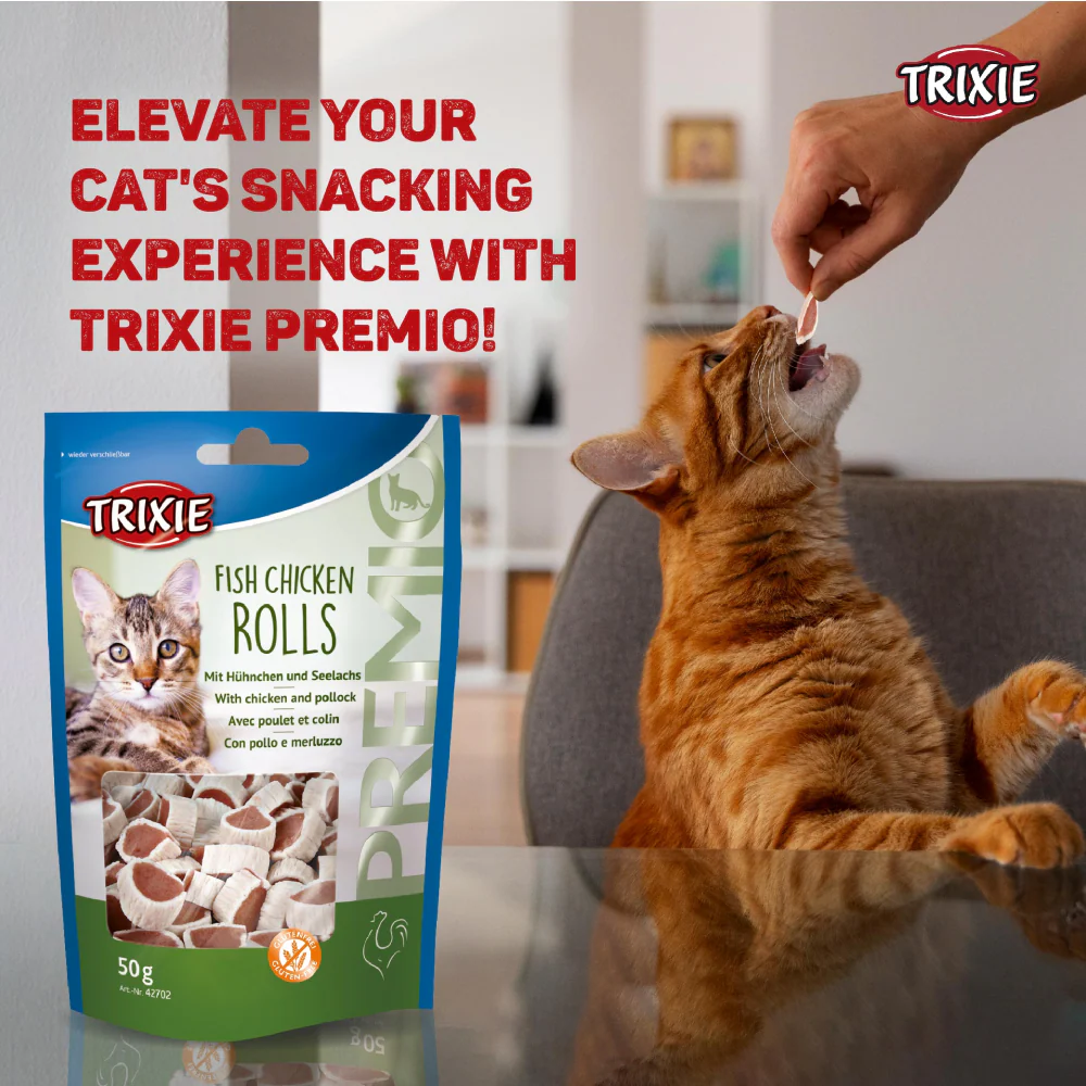 Trixie Premio Trainer Snack Mini Fish Nuggets and Fish and Chicken Rolls Cat Treats Combo - Image 10