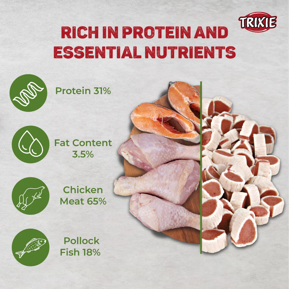 Trixie Premio Trainer Snack Mini Fish Nuggets and Fish and Chicken Rolls Cat Treats Combo - Image 12
