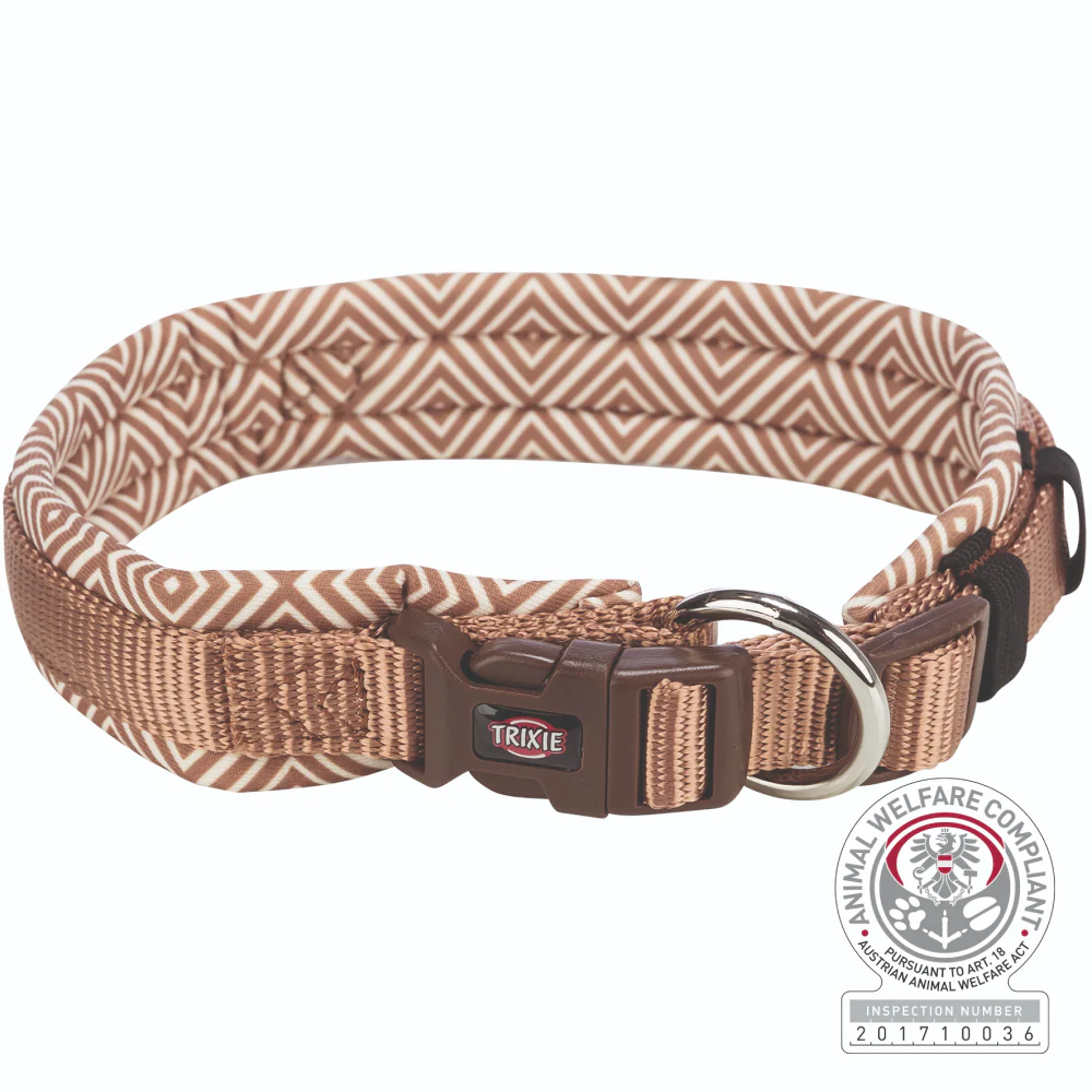 Trixie Premium Extra Wide Neoprene Padded Collar for Dogs (Boho Diamond/Caramel) - Image 4