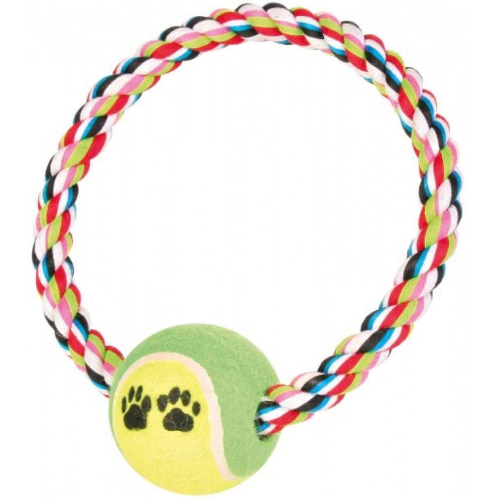 Trixie Rope Ring with Tennis Ball Toy for Dogs (Pink) | For Medium Chewers - Image 4