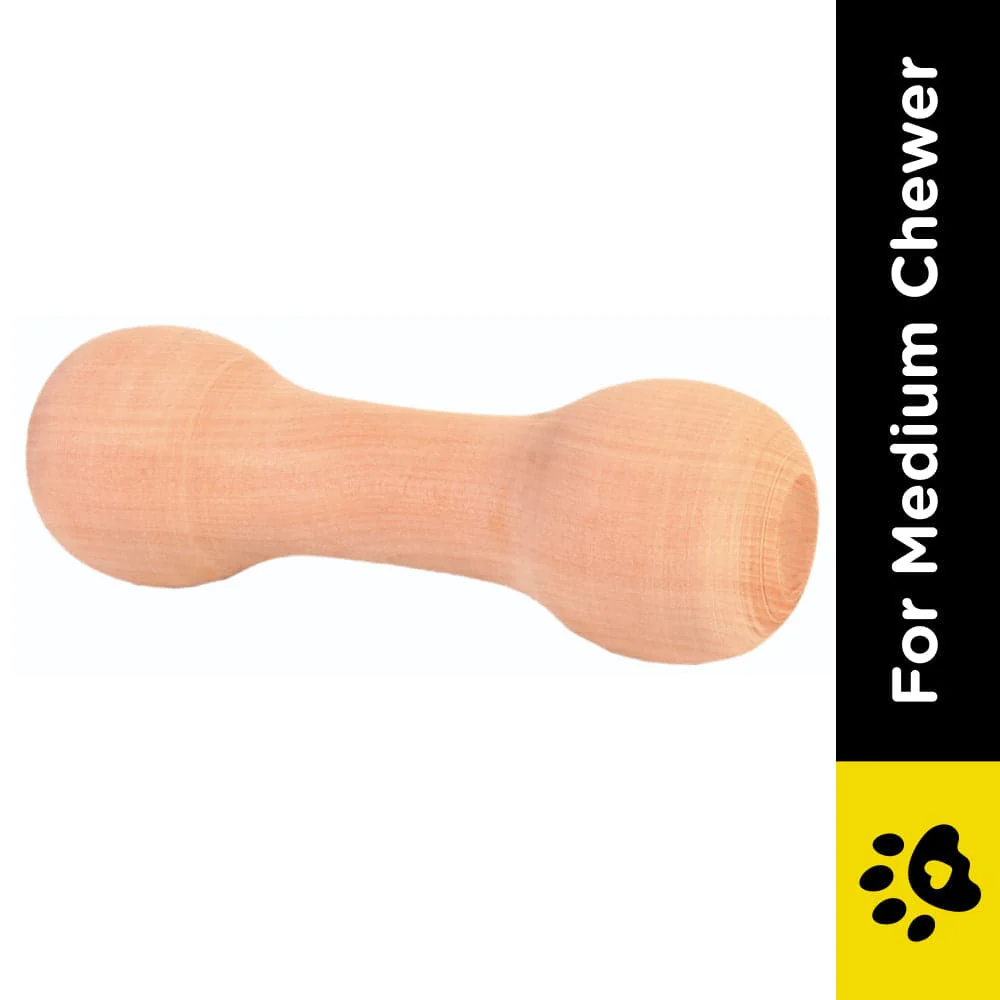 Trixie Rounded Wooden Retrieving Dumbbell Toy for Dogs - Image 2