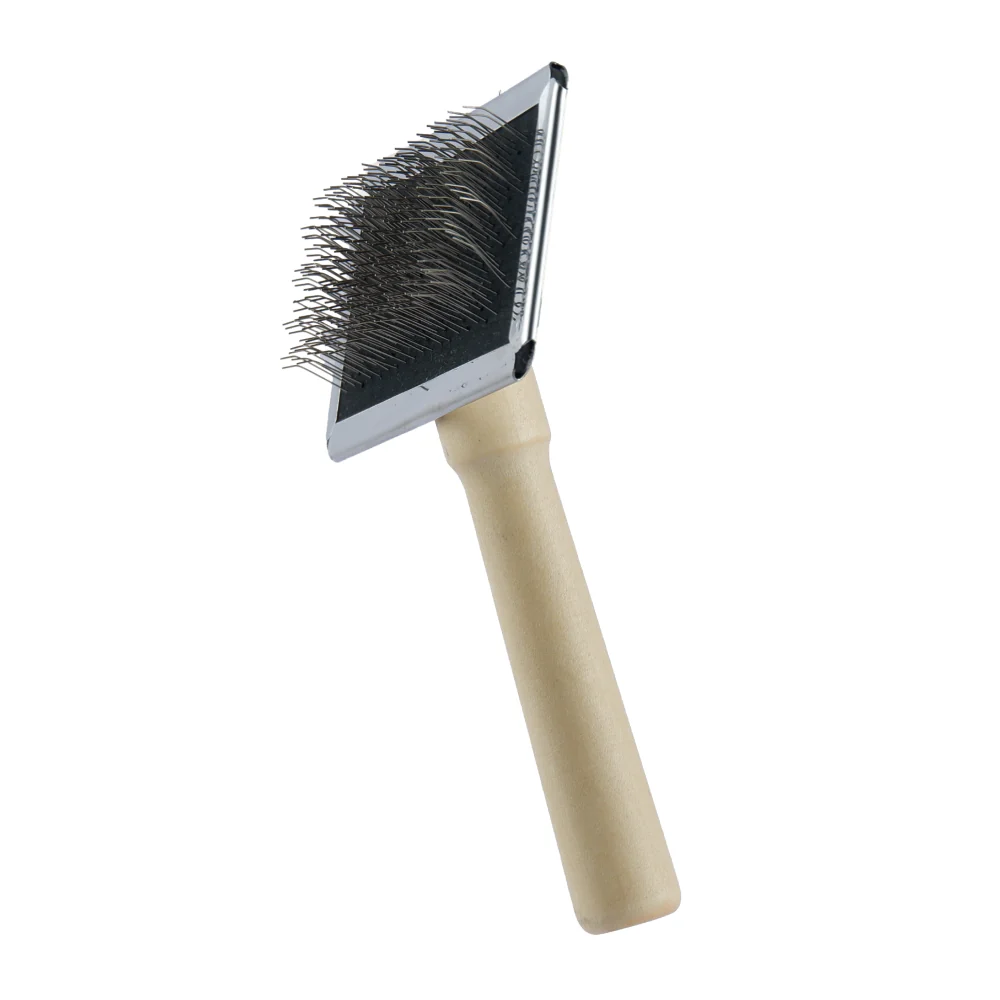 Trixie Slicker Wooden Brush with Brush Cleaner for Dogs and Cats (Black) - Image 5