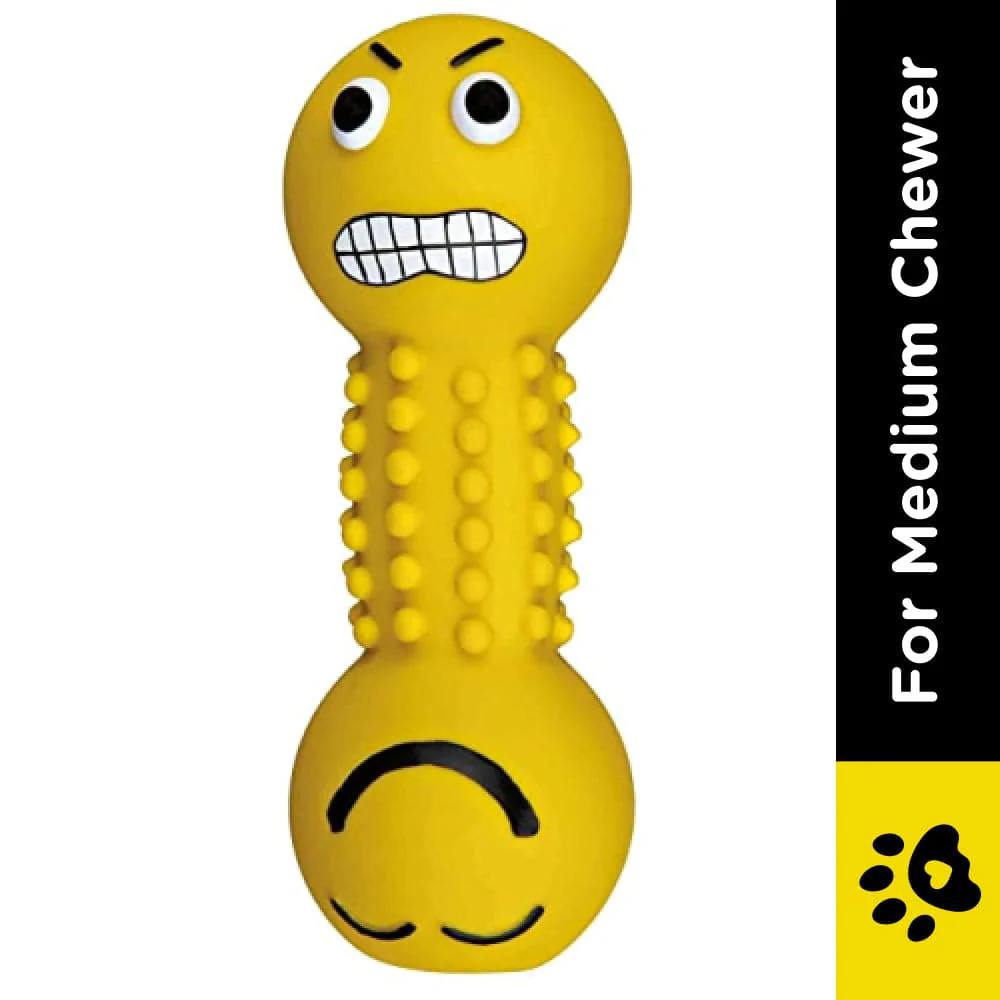 Trixie Smiley Dumbbell with Motifs Latex Toy for Dogs (Yellow) - Image 2