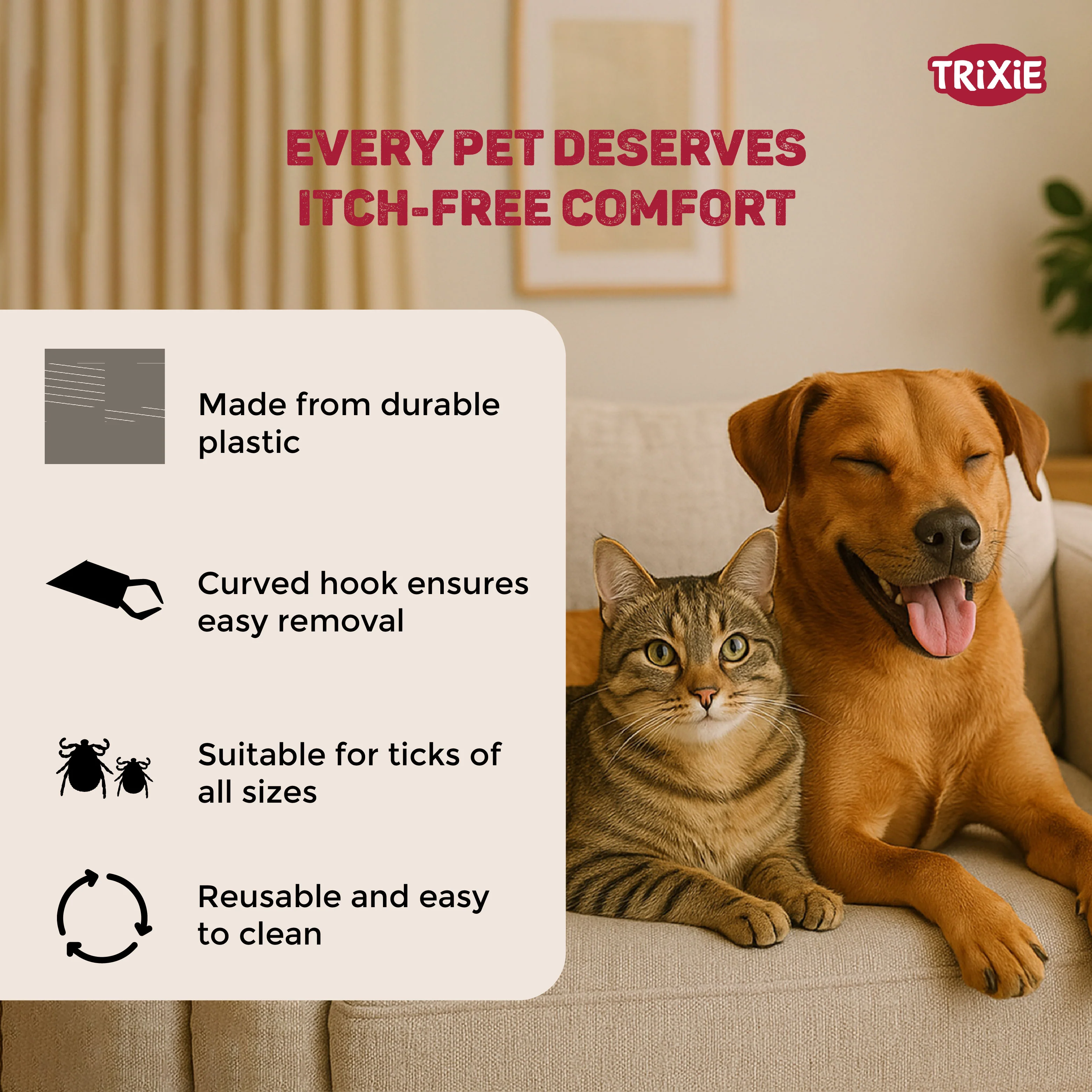 Trixie Tick Tweezers Plastic for Cats and Dogs (Black and White) - Image 3