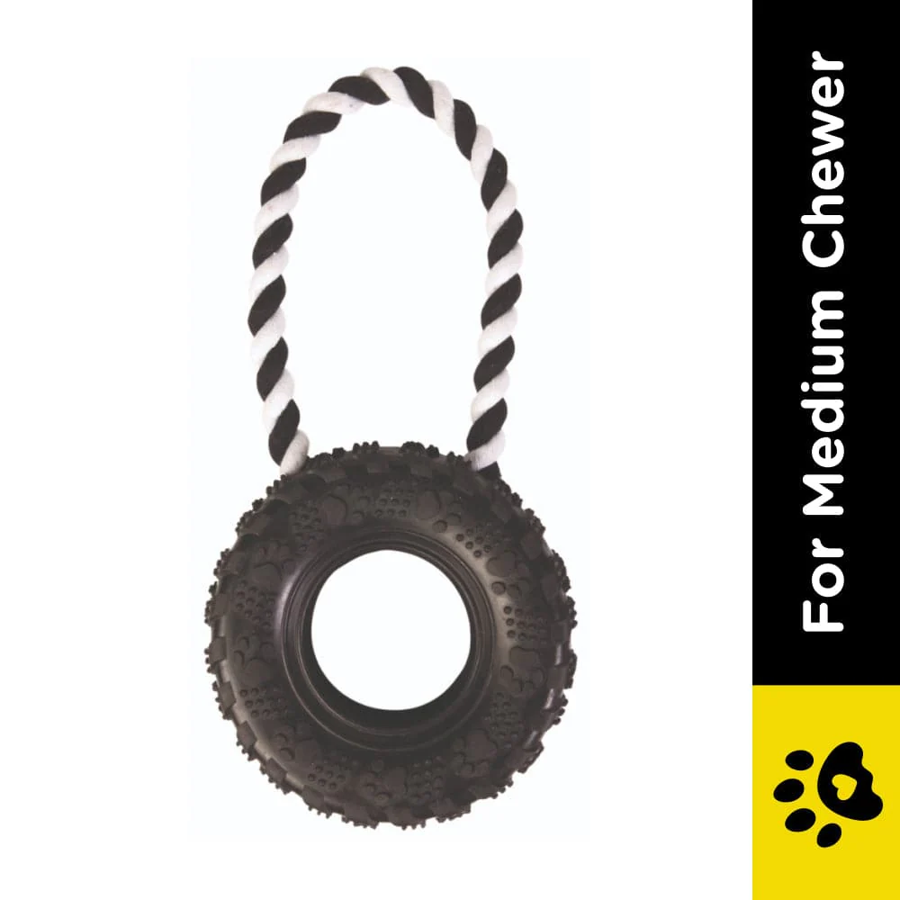 Trixie Tire on a Rope Toy for Dogs | For Medium Chewers (Black) - Image 2