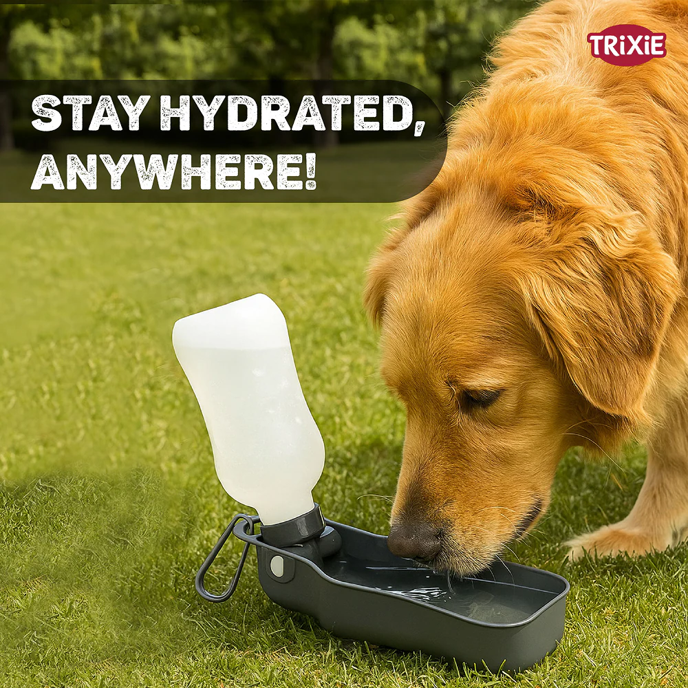 Trixie Travel Bottle with Bowl for Dogs and Cats (Black/White) - Image 7