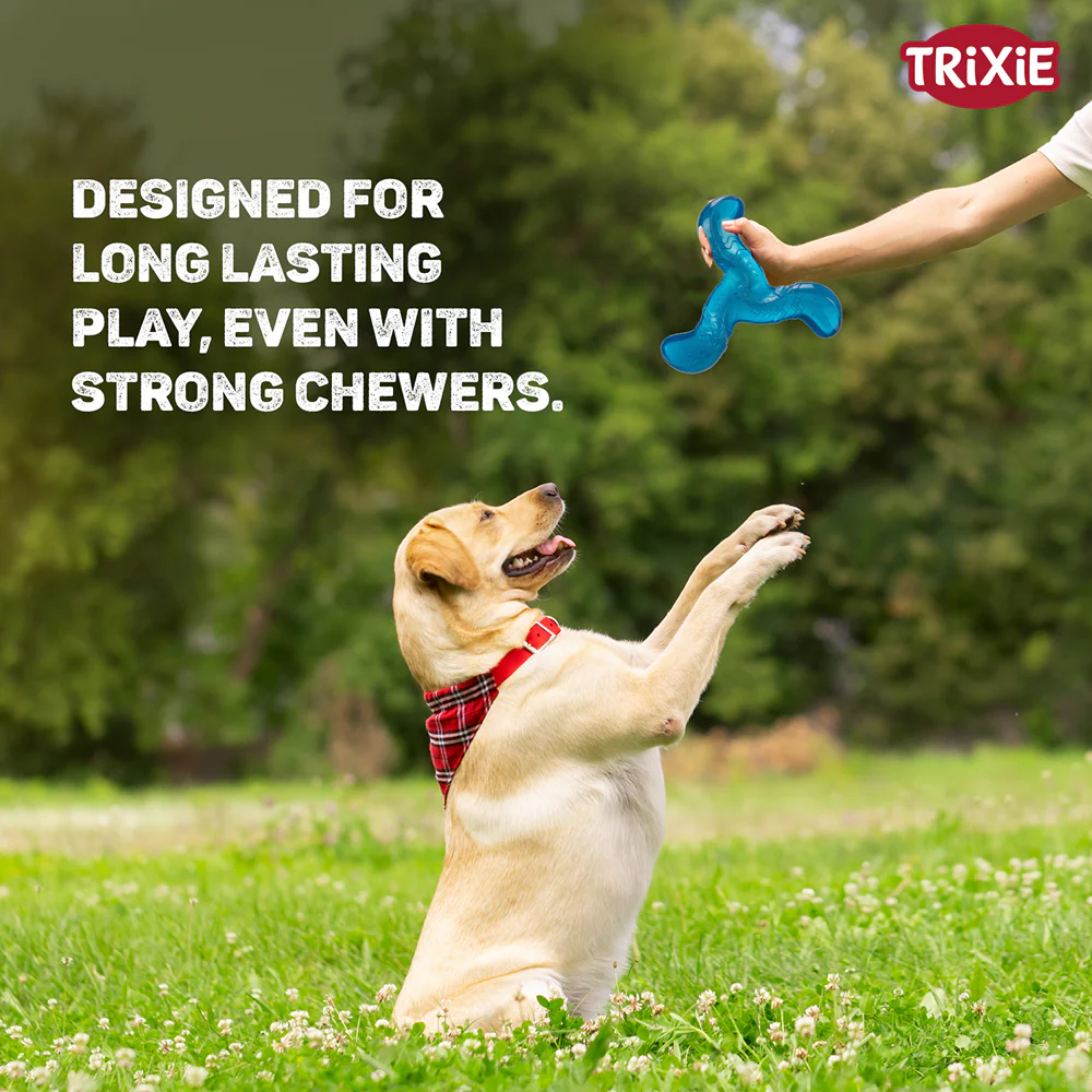 Trixie Triplex Bungee Boomerang Chew Toy for Dogs (Blue) - Image 4