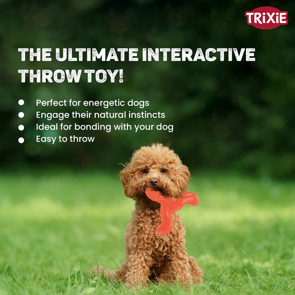 Trixie Triplex Bungee Boomerang Chew Toy for Dogs (Orange) - Image 3