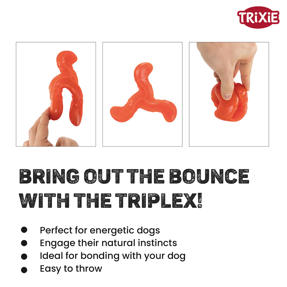 Trixie Triplex Bungee Boomerang Chew Toy for Dogs (Orange) - Image 4