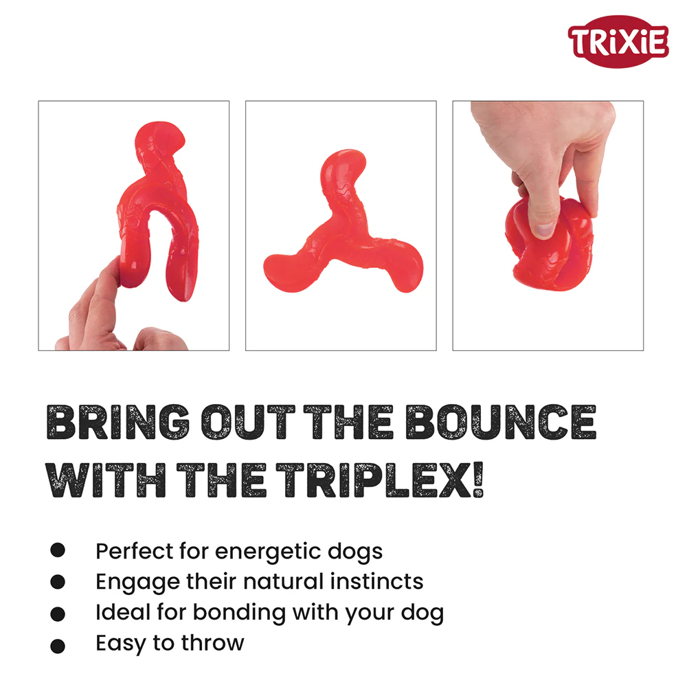 Trixie Triplex Bungee Boomerang Chew Toy for Dogs (Red) - Image 3