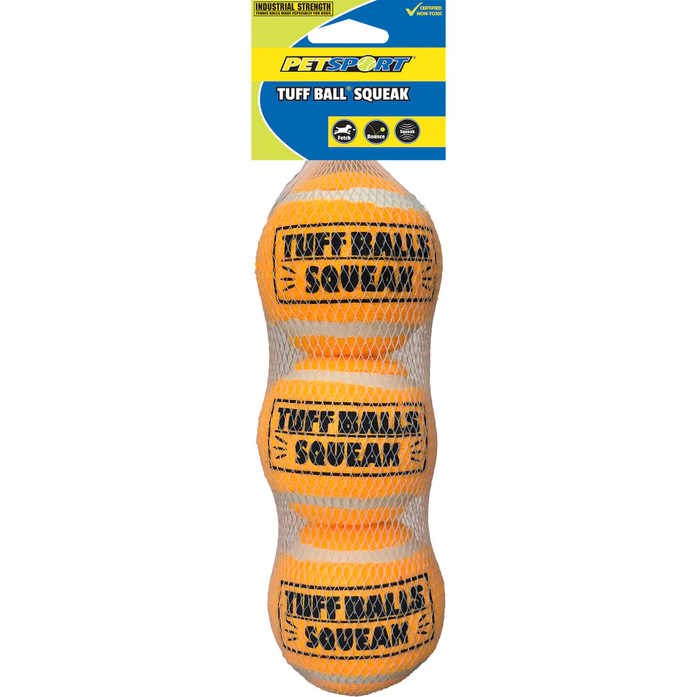 Petsport Tuff Balls Squeak Mesh Toy for Dogs (Orange) - Image 3