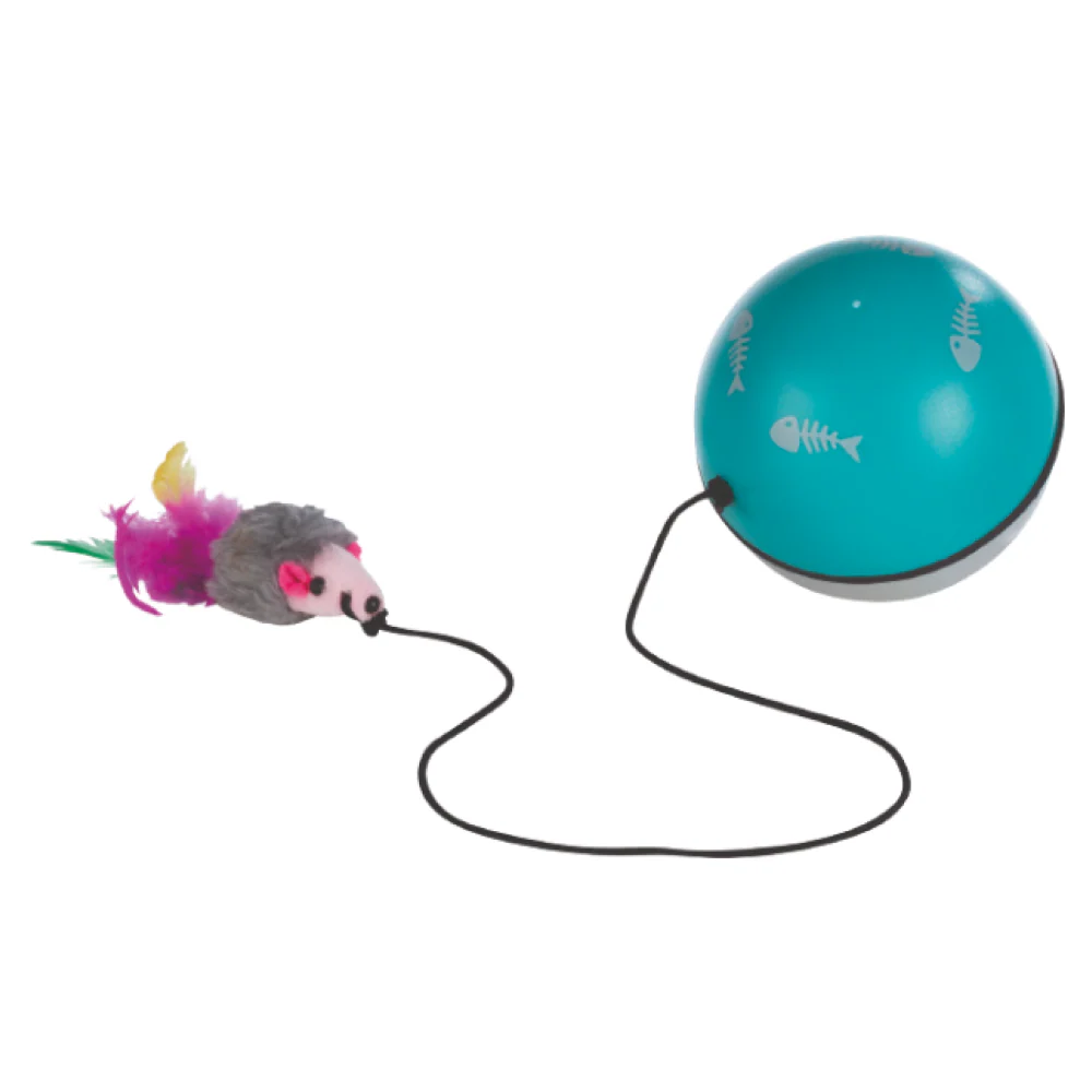 Trixie Turbinio Ball with Motor and Mouse Toy for Cats (Blue/White) - Image 2