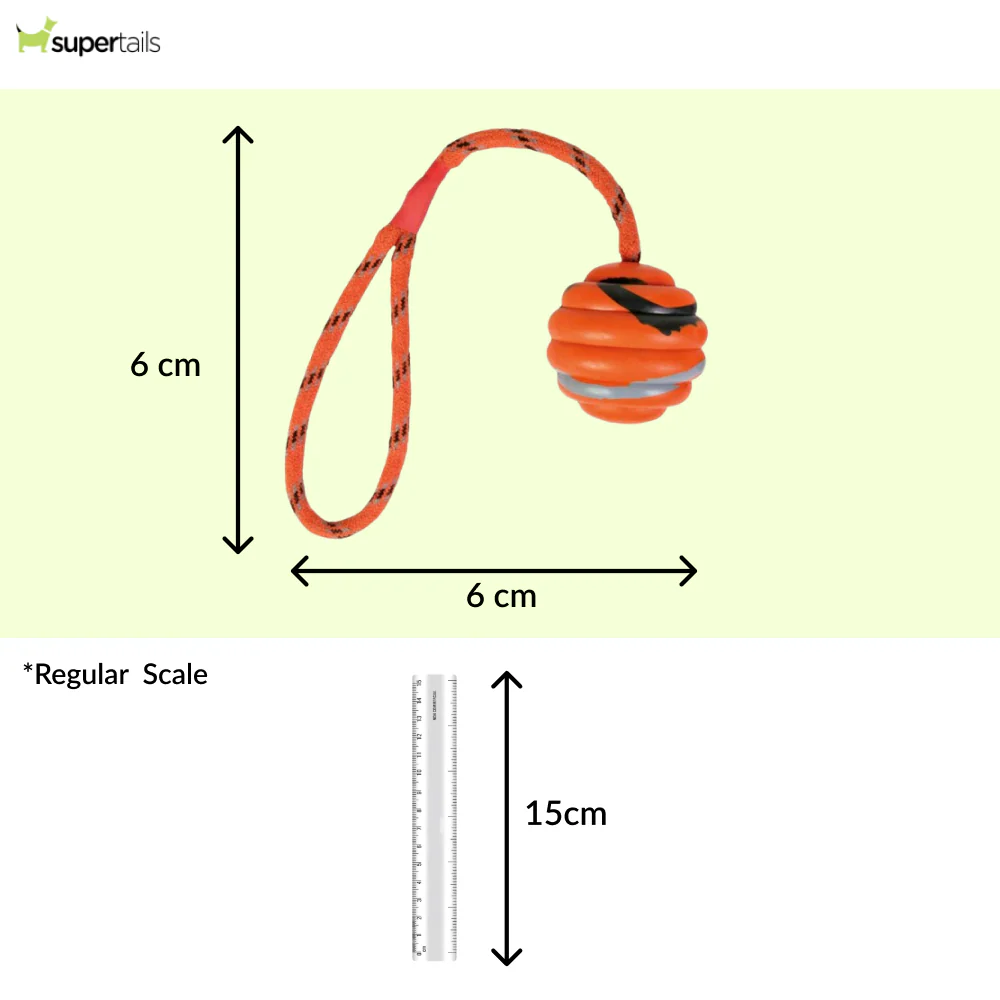 Trixie Wavy Ball on a Rope Toy for Dogs (Orange) - Image 2