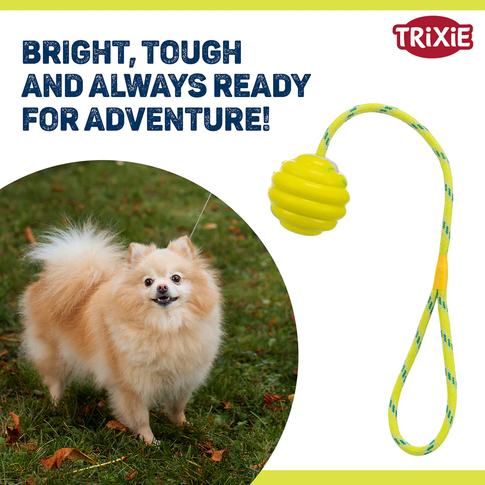 Trixie Wavy Ball on a Rope Toy for Dogs (Orange) - Image 4