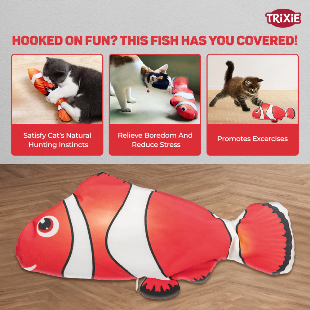 Trixie Wiggly Clown Fish Toy for Cats (Red) - Image 5