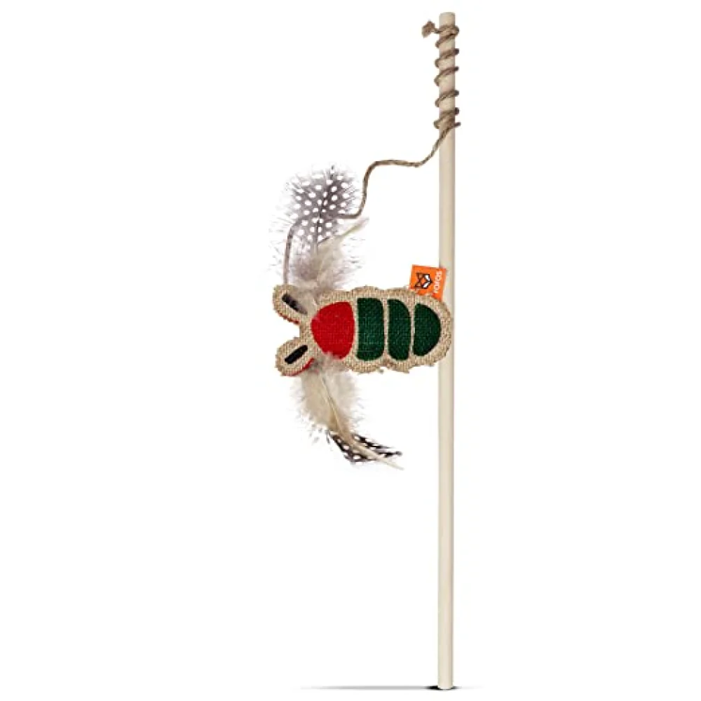 Trixie Wind Up Mouse Toy and Fofos Scandi Beetle with Wooden Stick Toy for Cats Combo - Image 5