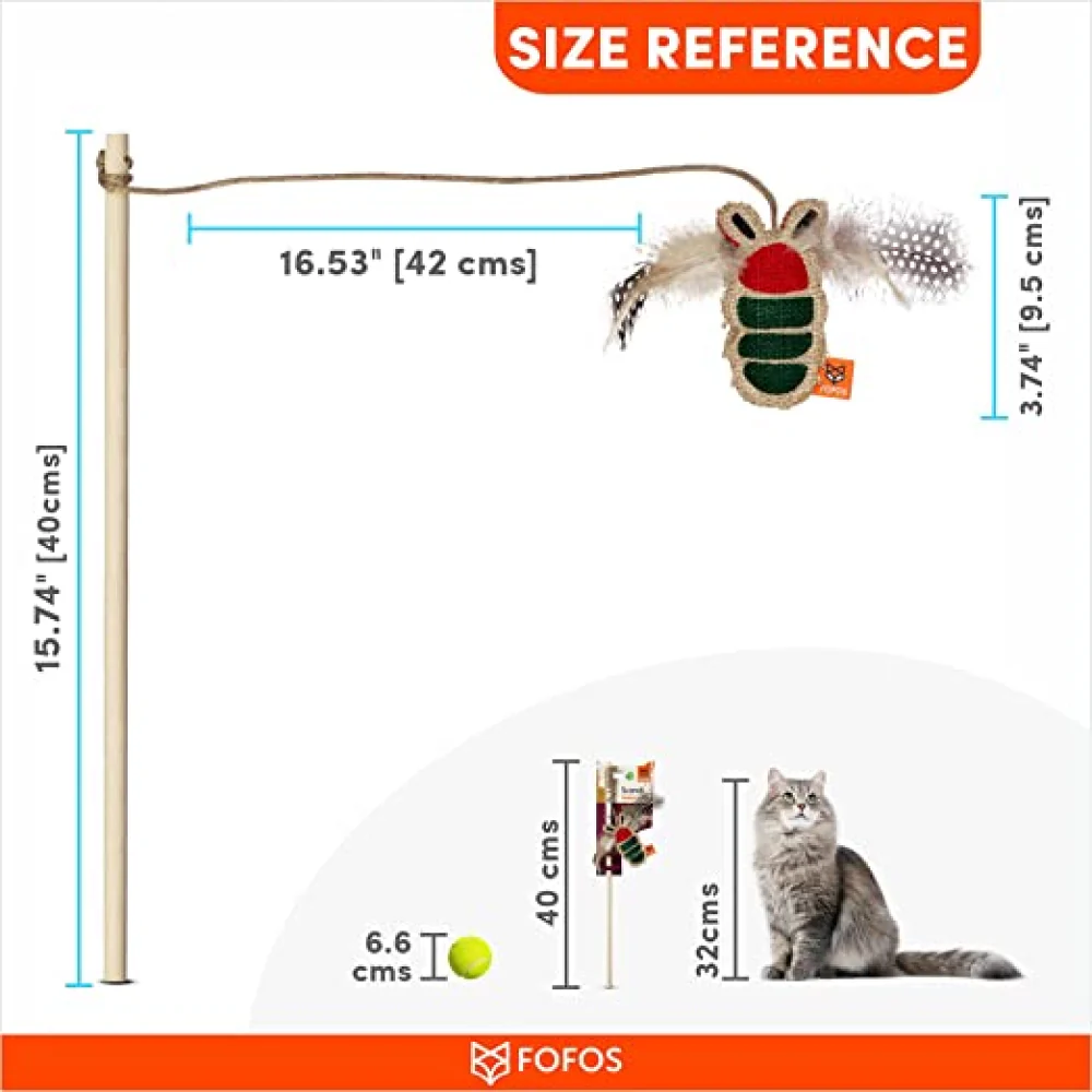 Trixie Wind Up Mouse Toy and Fofos Scandi Beetle with Wooden Stick Toy for Cats Combo - Image 7