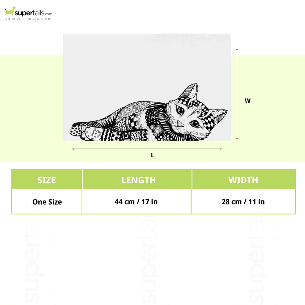 Trixie Zentangle Cat Place Mat for Dogs and Cats (Black & White) - Image 2